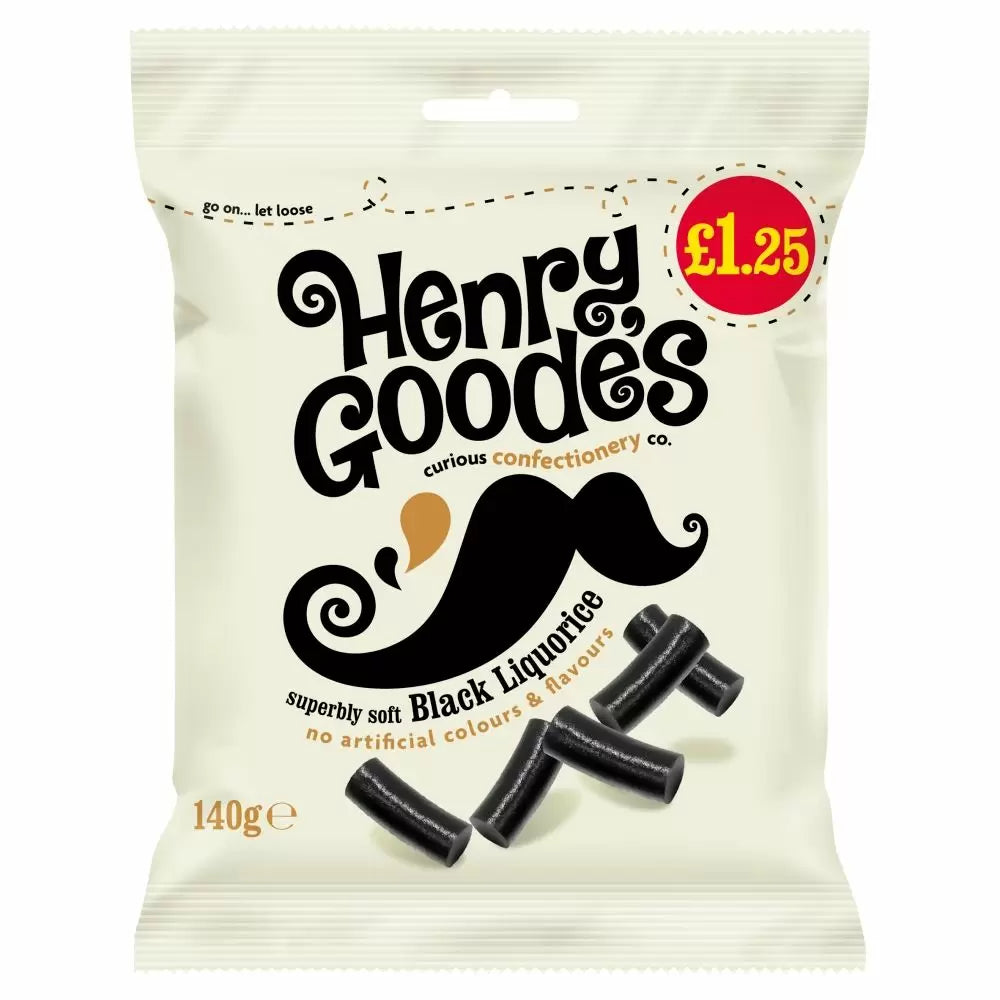 Henry Goode's Soft Black Liquorice 140g PMP £1.25 - 12 Count