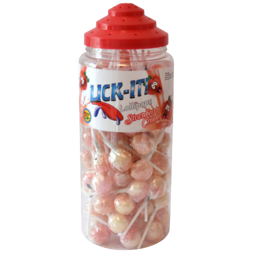 Lick-It Halal Strawberry & Cream 16g Lollies - 100 Count