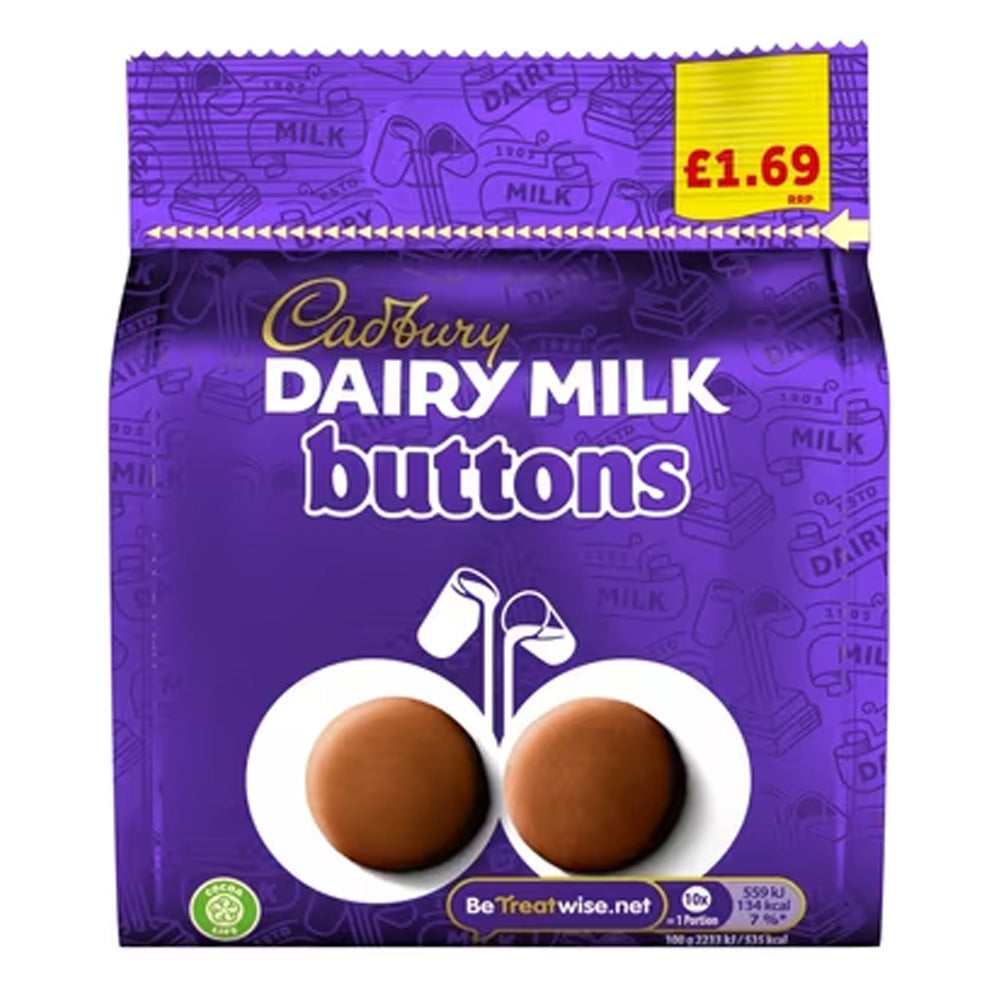 Cadbury Dairy Milk Buttons Chocolate Bag 85g PMP £1.69 - 10 Count