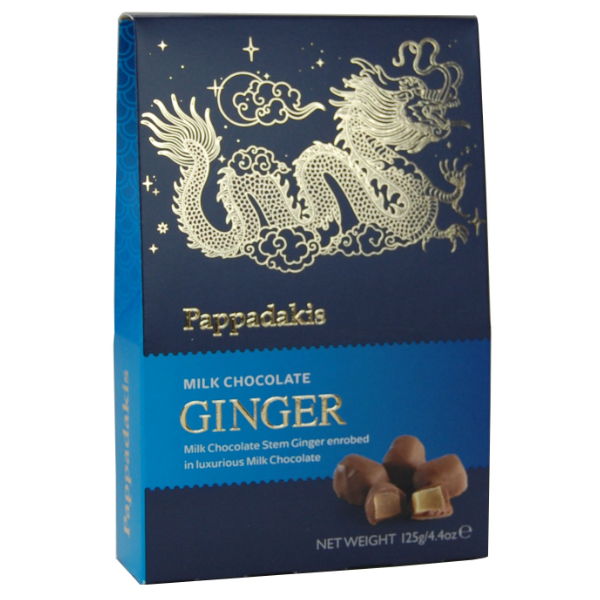 Pappadakis Milk Chocolate Ginger 125g Gift Box - 12 Count