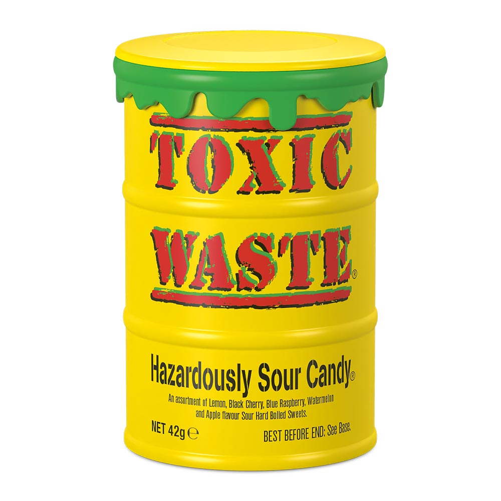 Toxic Waste Sour Yellow Candy Drums - 12 Count