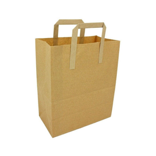 Small Pure Kraft Paper Carrier Bags - 250 Count