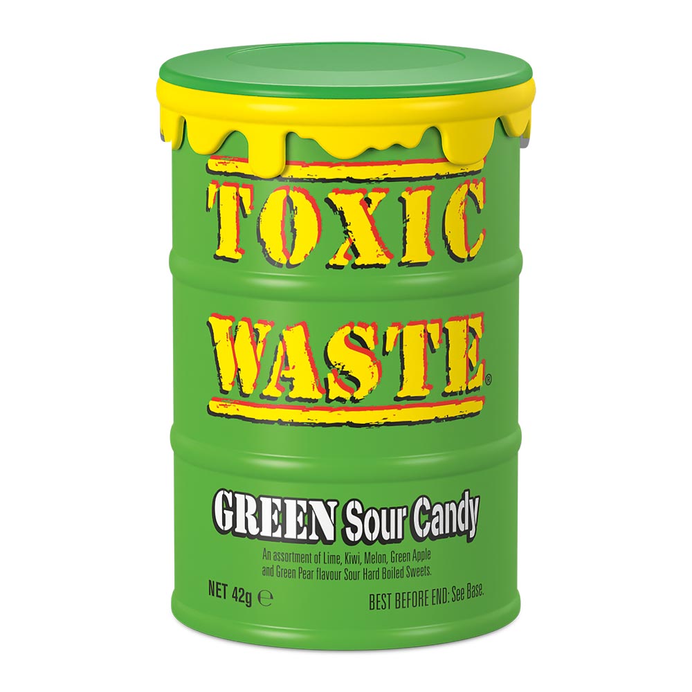 Toxic Waste Sour Green Candy Drums - 12 Count