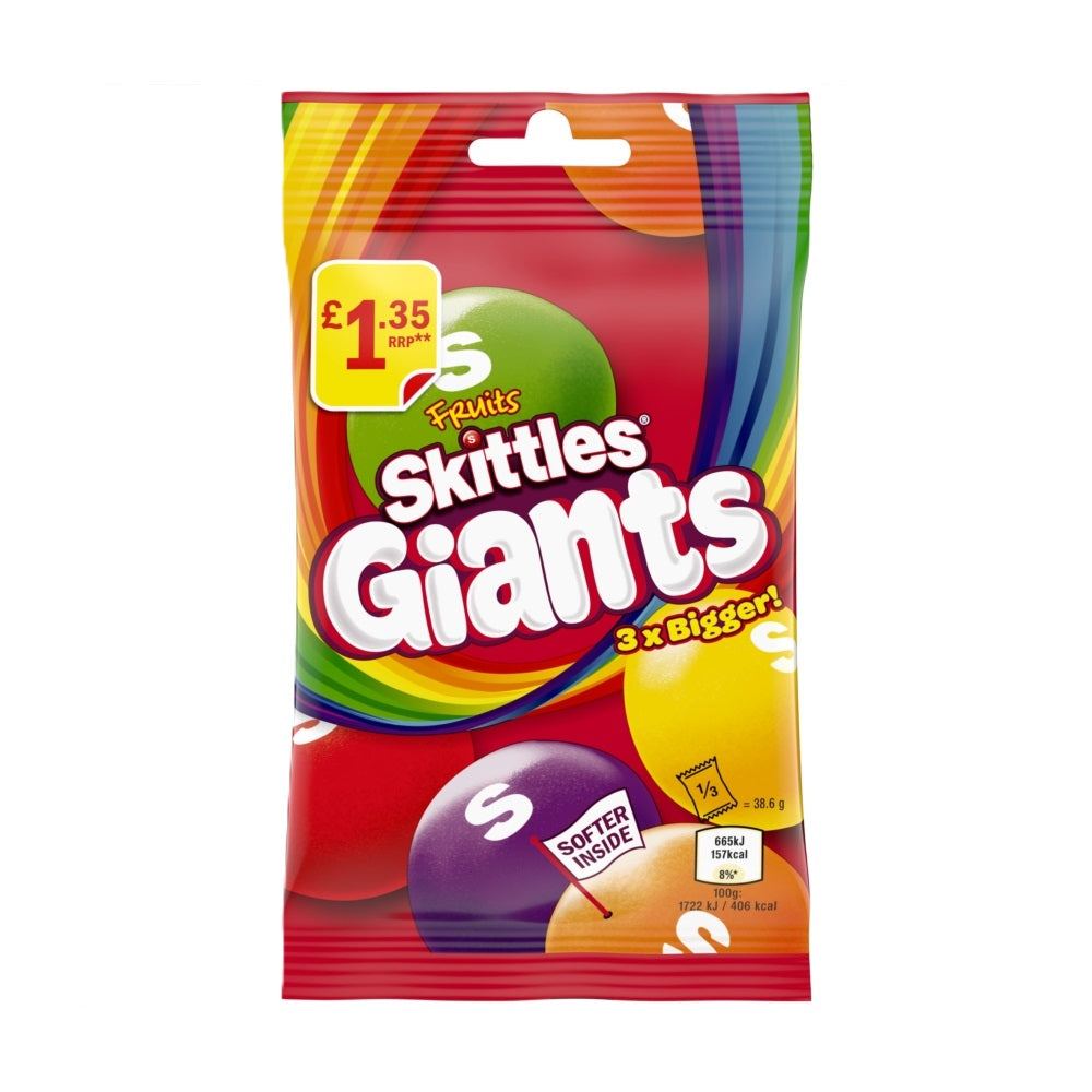 Skittles Giant Fruits 109g Bag PMP £1.25 - 14 Count