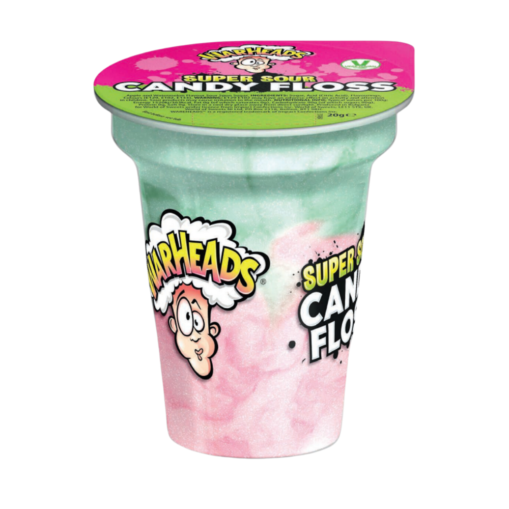 Warheads Super Sour Candy Floss Cup 20g - 12 Count