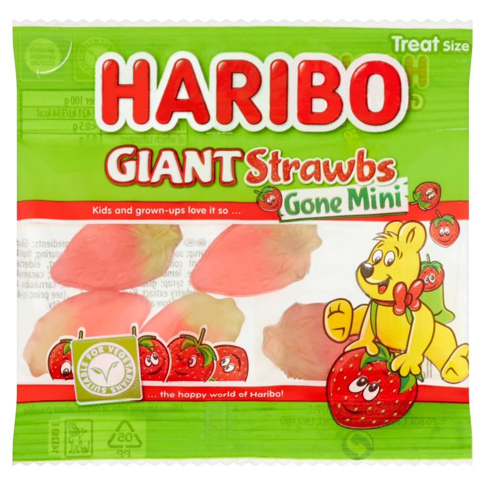 Haribo Strawbs Gone Mini Treat Bags - 100 Count