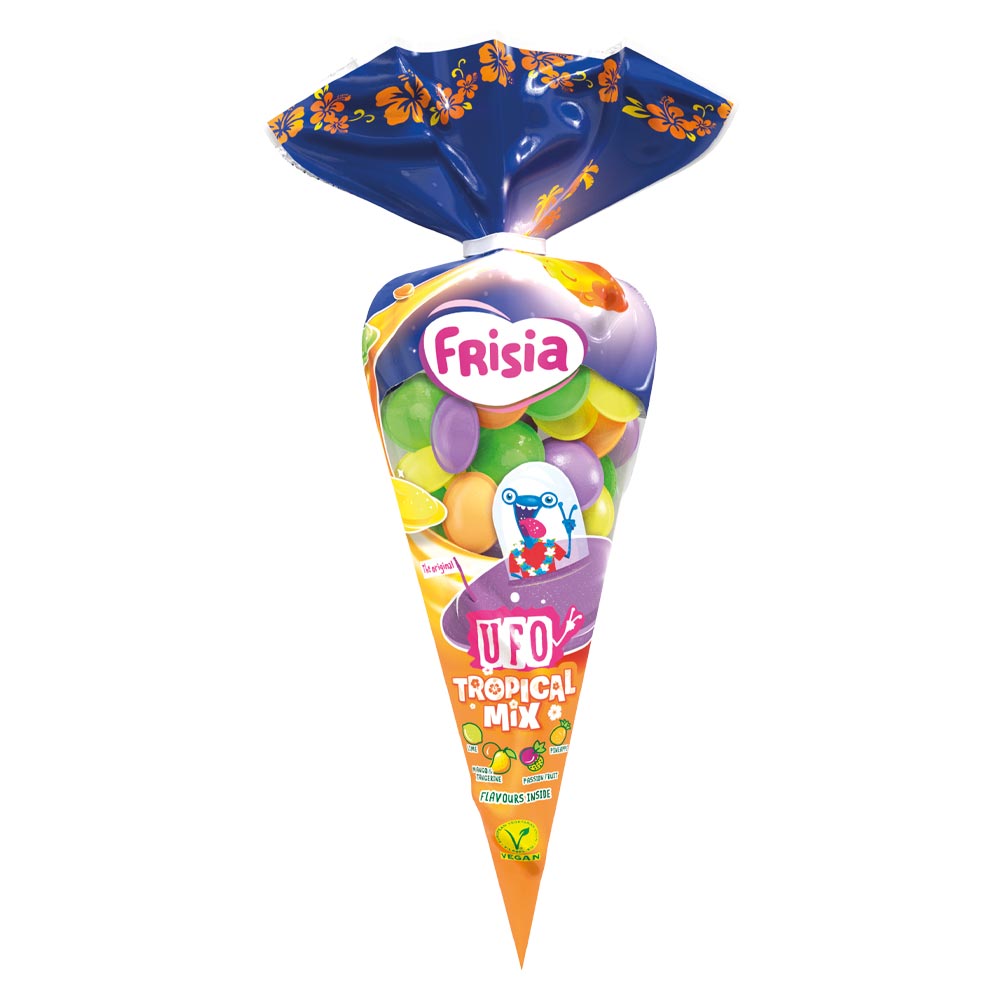 Frisia Flying Saucers Tropical Fruit Cone Bags 45g - 21 Count