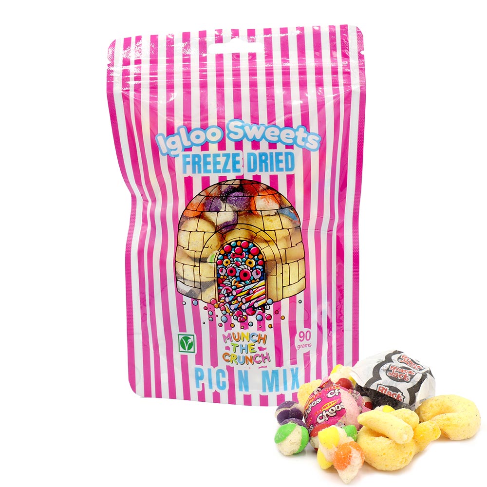 Igloo Sweets Freeze Dried Pink Candy Pick N Mix 90g - 10 Count