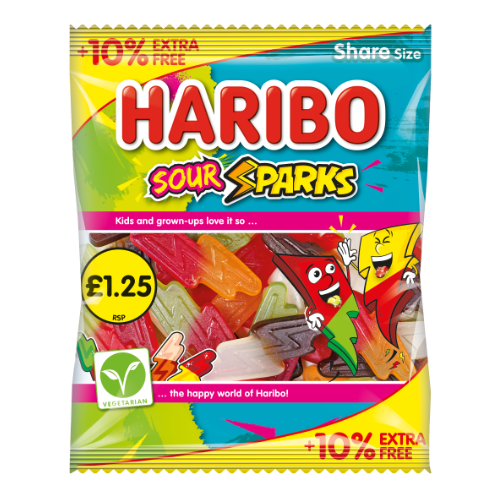 Haribo Sour Sparks PM £1.25 + 10% Free - 12x154g