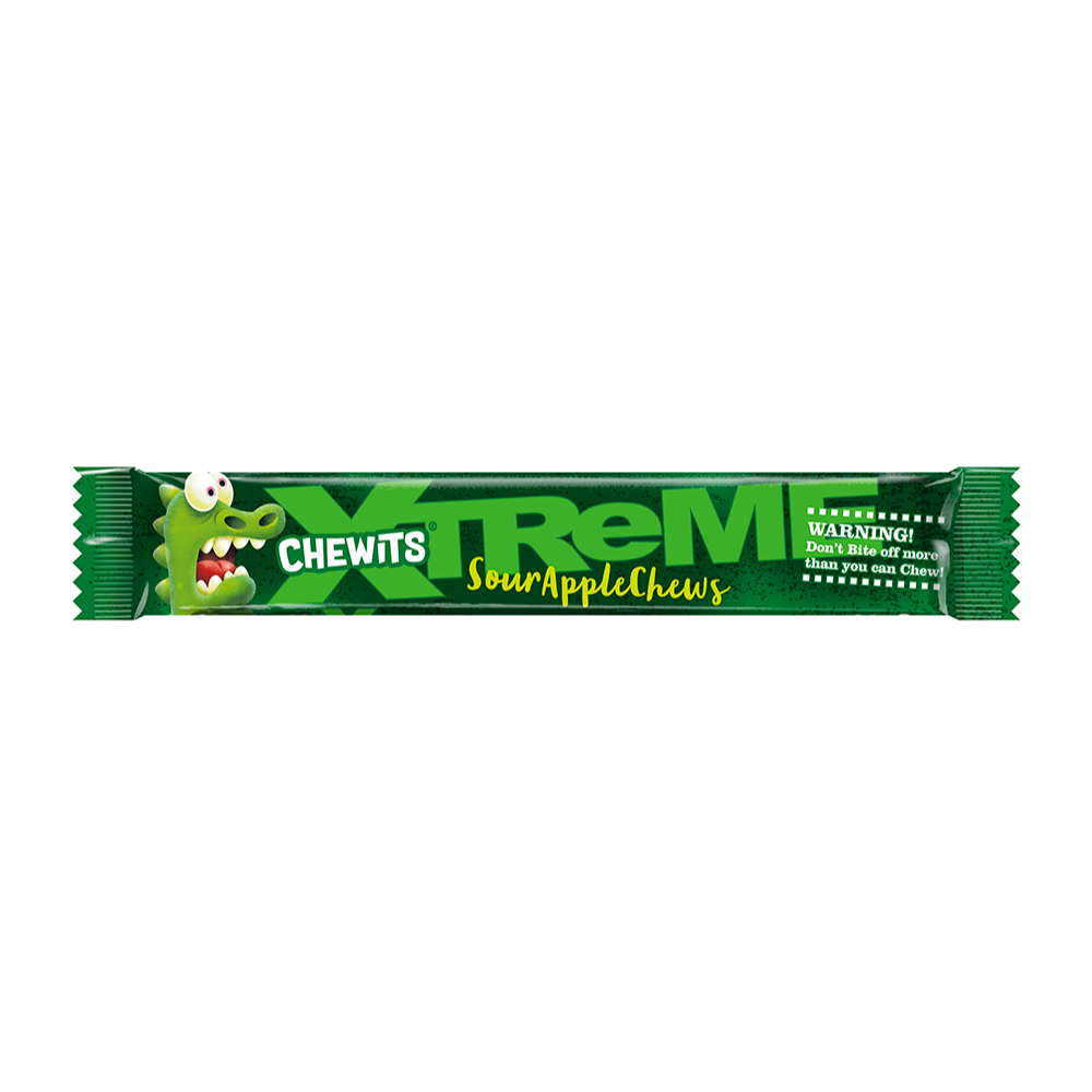 Chewits Xtreme Extremely Sour Apple Chews 34g - 24 Count