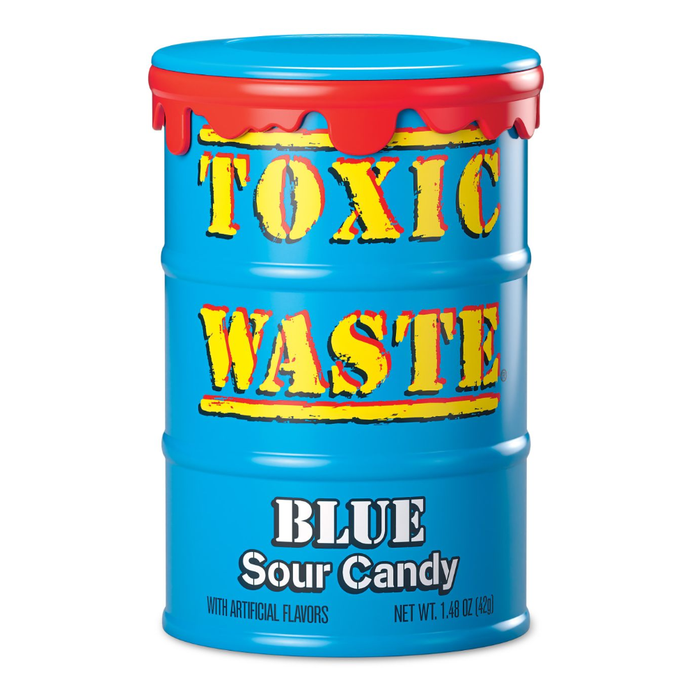 Toxic Waste Blue Sour Candy Drums 42g - 12 Count