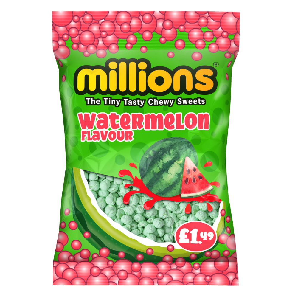 Millions Watermelon 110g Hanging Bags £1.49 PMP - 12 Count