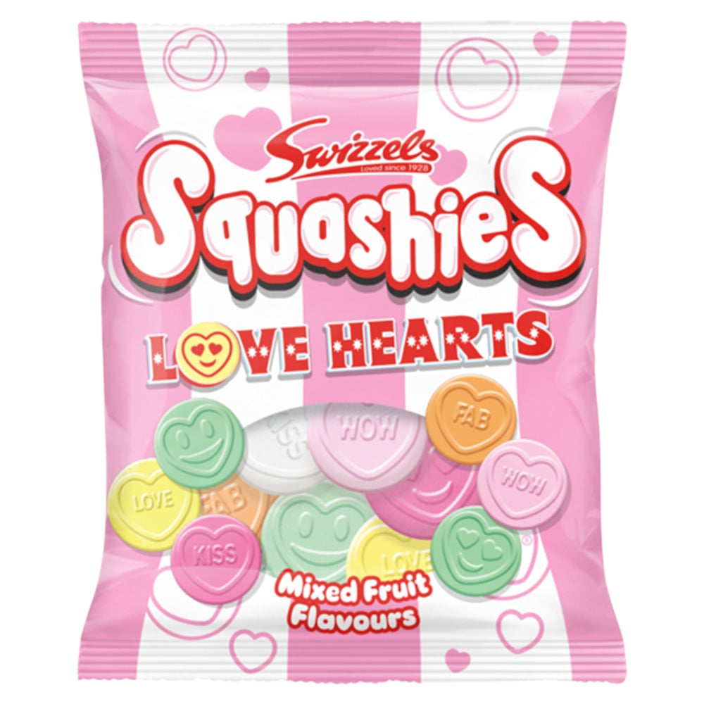 Swizzels Love Hearts Fruit Flavours Squashies 120g - 12 Count