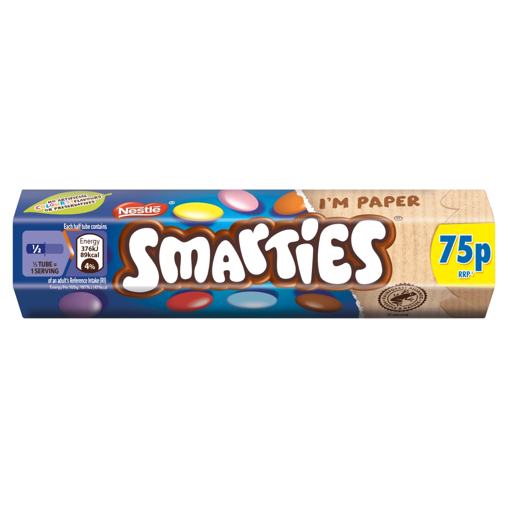 Nestle Smarties Milk Chocolate 38g Tubes 75p PMP - 24 Count