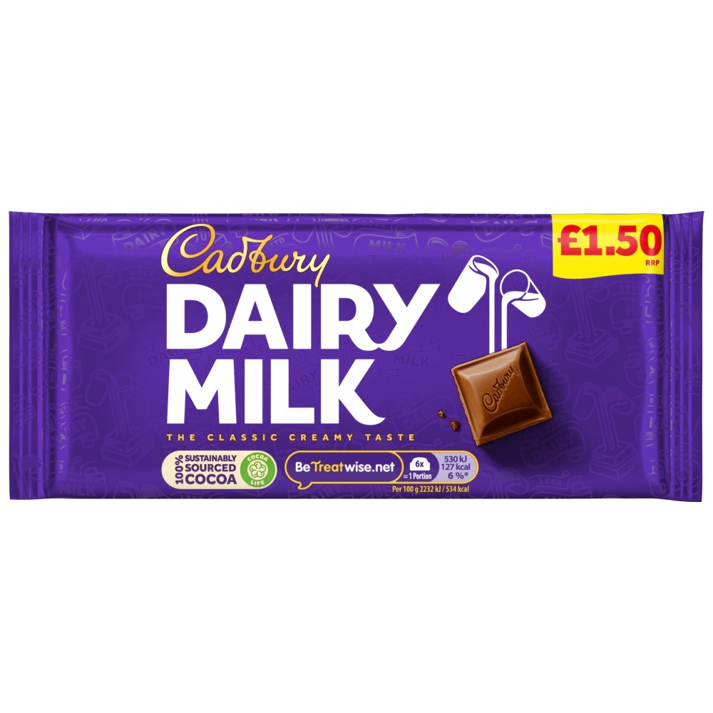 Cadbury Dairy Milk Chocolate Bar 95g PMP £1.50 - 22 Count