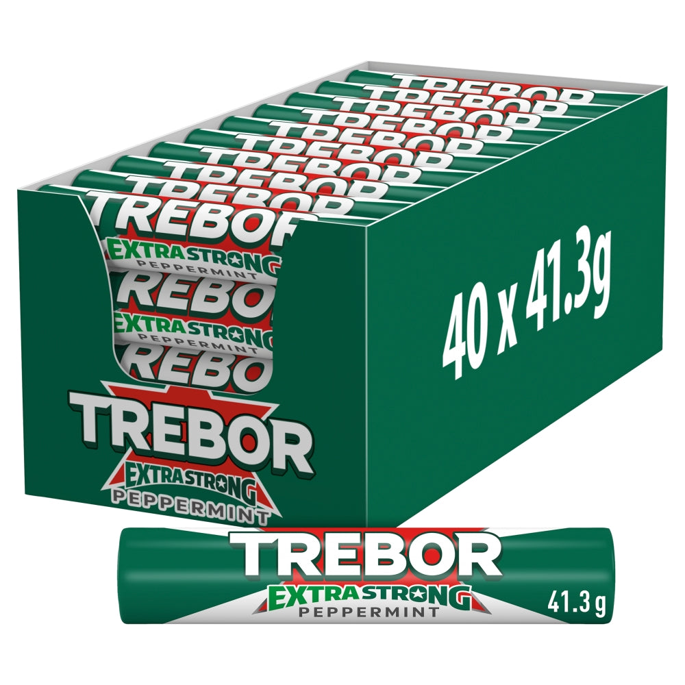 Trebor Extra Strong Peppermint Mints Roll 41.3g - 40 Count