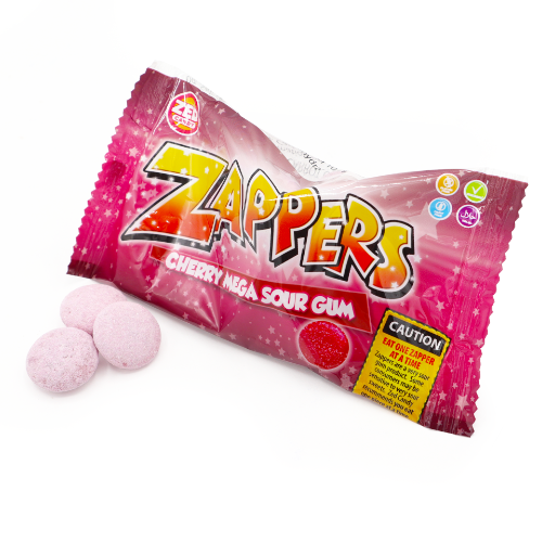 Wholesale Zed Candy Zappers Cherry Mega Sour Gum 50g - 24 Count | Bulk ...