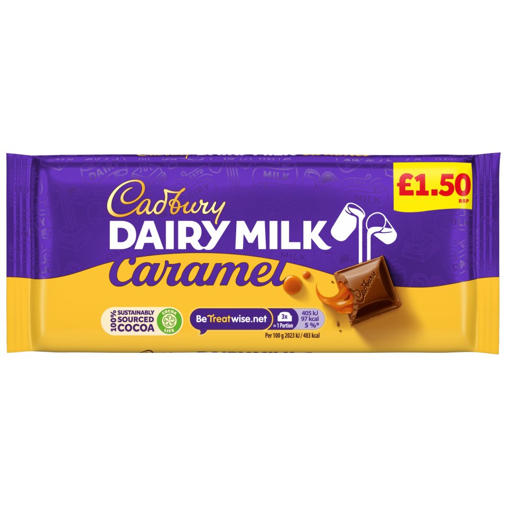 Cadbury Dairy Milk Caramel Chocolate Bar 120g PMP £1.50 - 16 Count